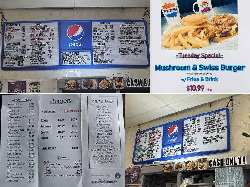 Bill's Toasty Shop Menu