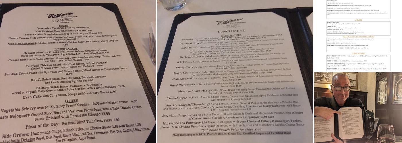 Maldaner's Restaurant Menu