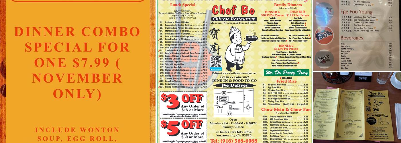 Chef Bo Sacramento Menu