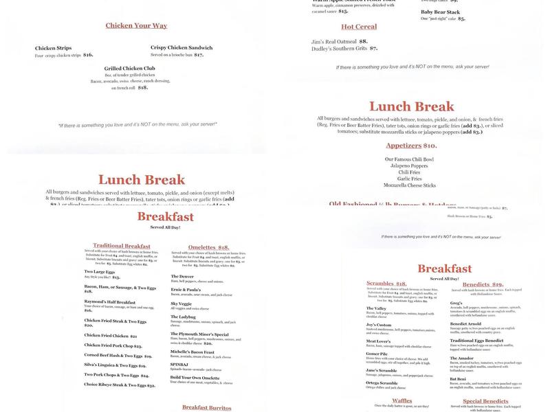 Marlene & Glen's Diner Menu