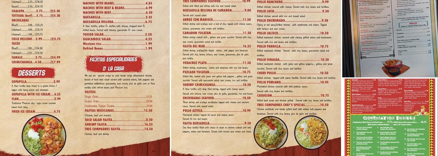 Tres Compadres Menu
