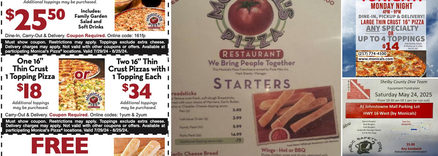 Monical's Pizza Menu