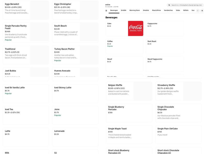 J. Christopher's Menu