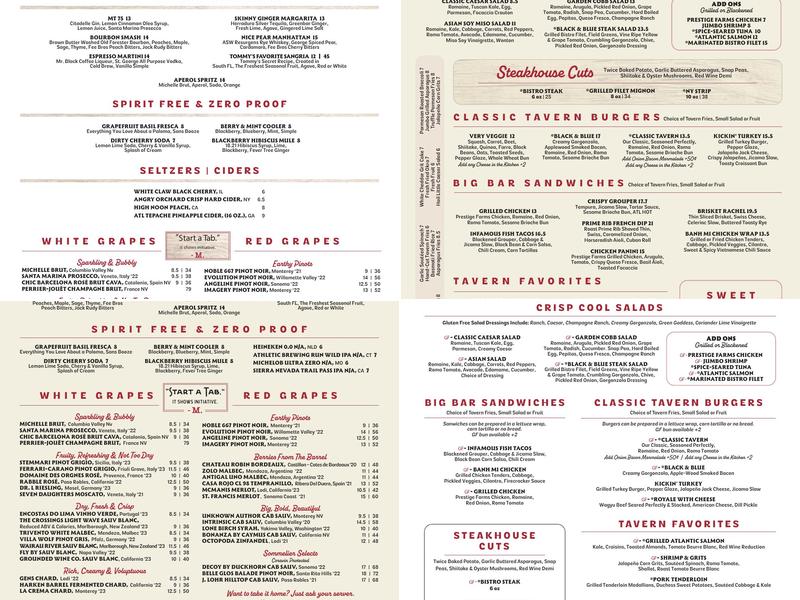 Marlow's Tavern Menu