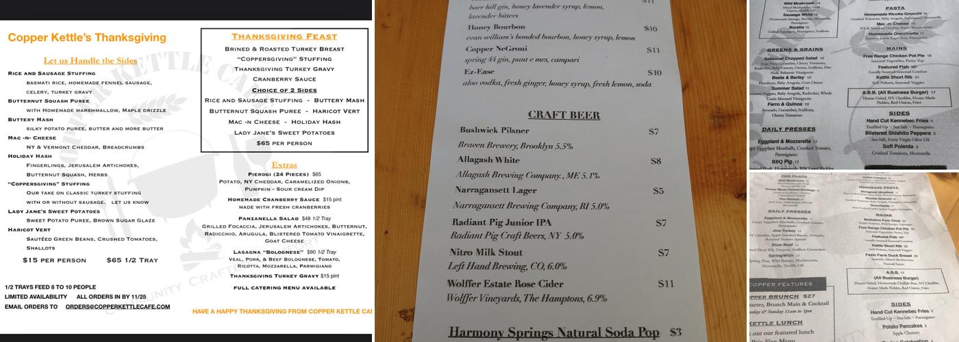 Copper Kettle Cafe Menu