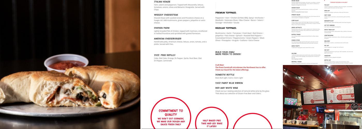 Wiseguy Pizza Pie Menu