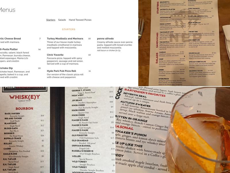 North End Pizza Menu