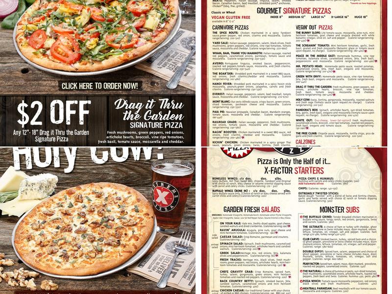 Extreme Pizza Menu