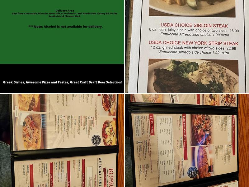 Romio's Greek & Italian Restaurant Menu