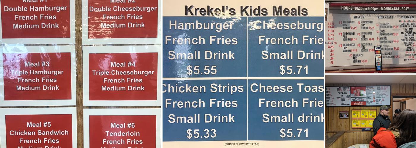 Krekel's Custard Mt. Zion Menu