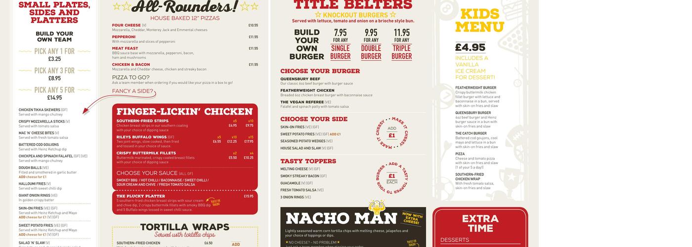 Rileys Sports Bar Menu