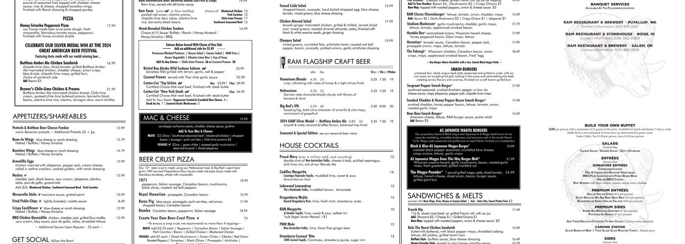 Ram Restaurant & Brewery Menu