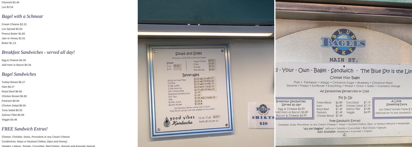 Blue Sky Bagels Menu