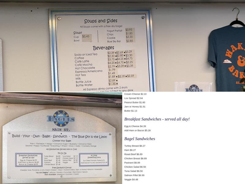 Blue Sky Bagels Menu