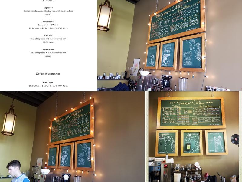 Sunergos Coffee Menu