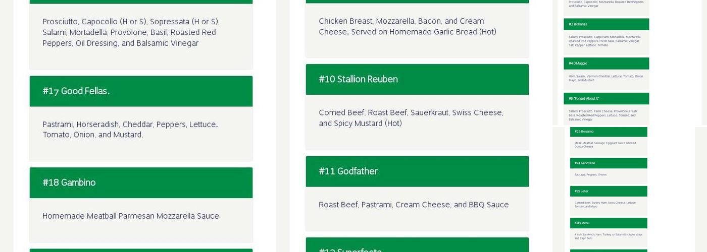 Uncle Giuseppes Menu