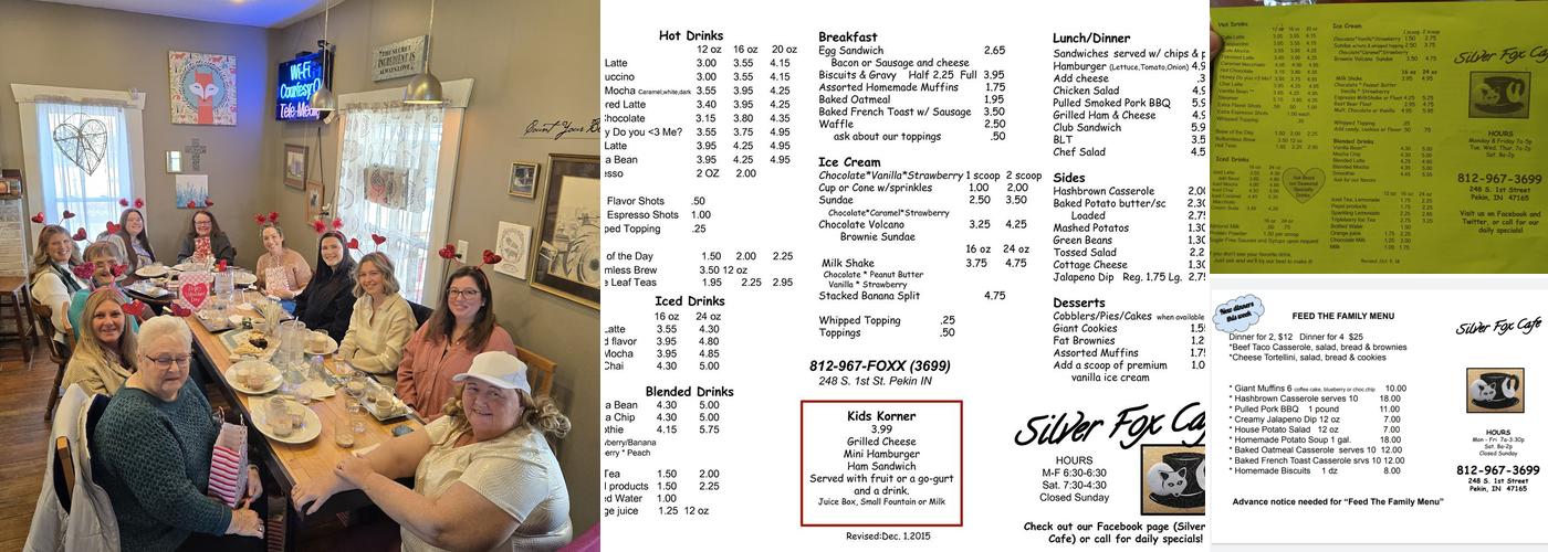 Silver FOX Cafe Menu