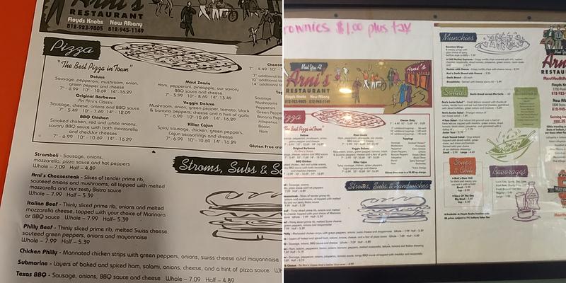 Arni's Floyd's Knobs Menu