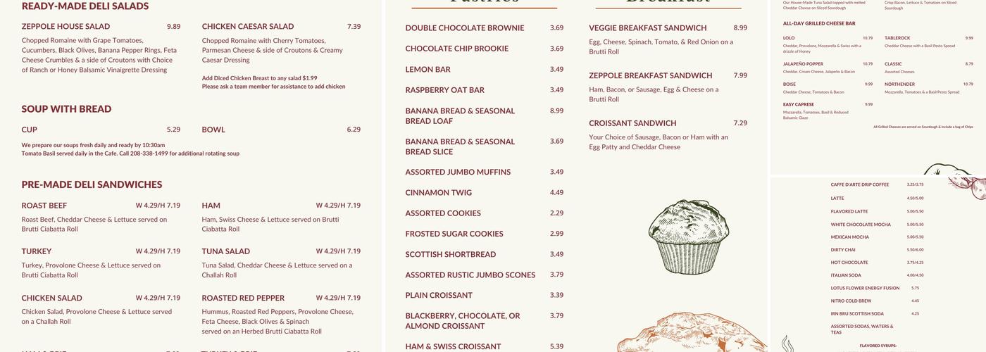 Zeppole Menu