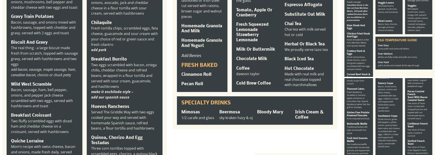 The Griddle Menu