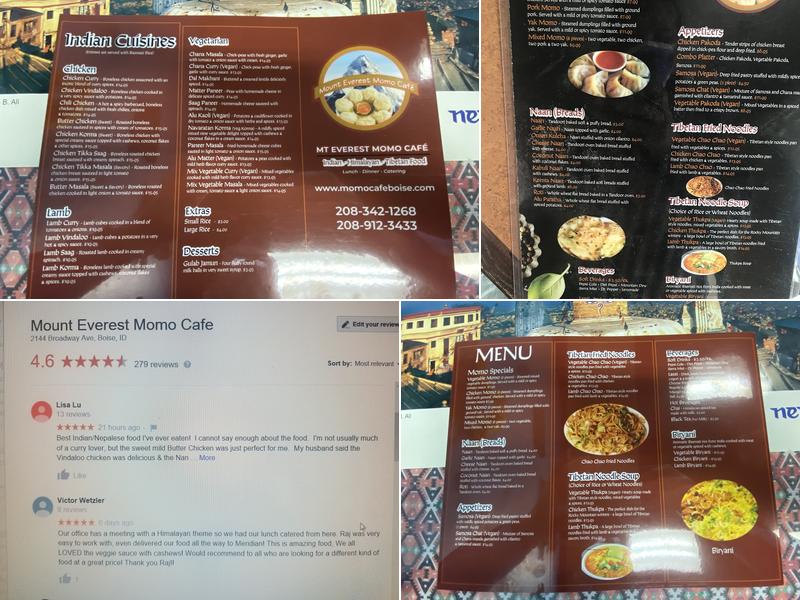 Mount Everest Momo Cafe Menu