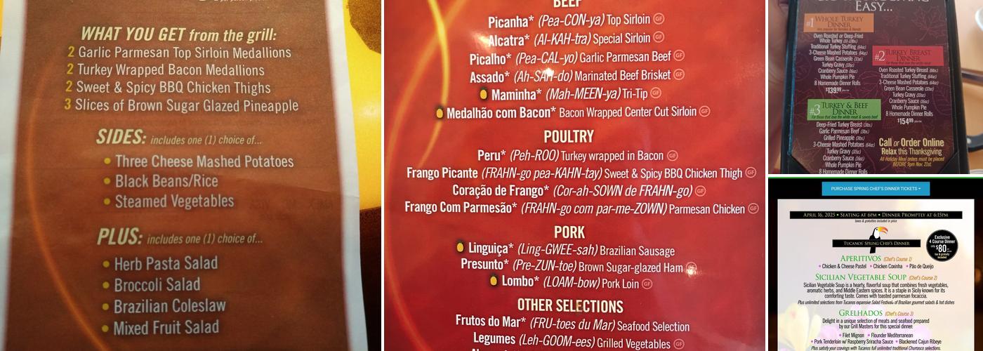 Tucanos Brazilian Grill Menu