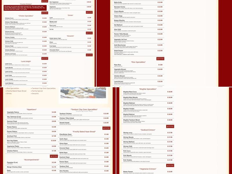 Madhuban Indian Cuisine Menu