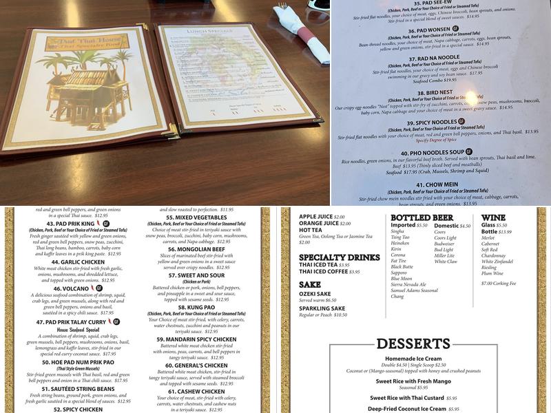 Pad Thai House Menu