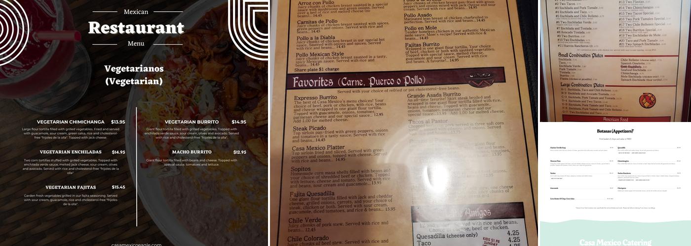 Casa México Menu