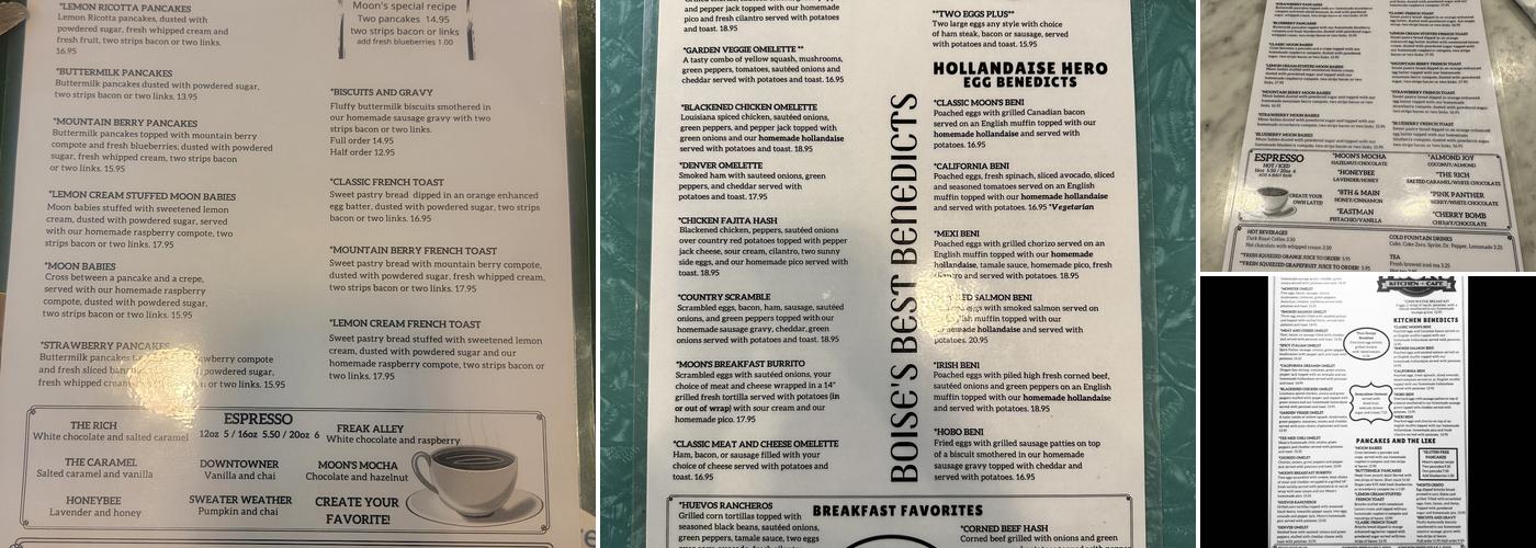 Moon's Kitchen Cafe Menu