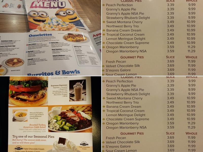 Shari's Cafe and Pies Menu