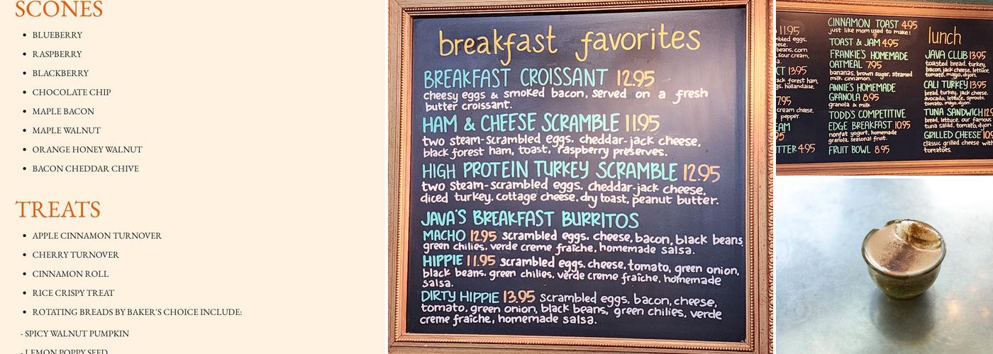 Java Hyde Park Menu