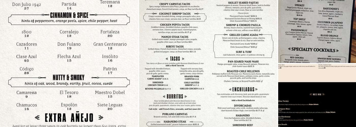Matador Boise Menu