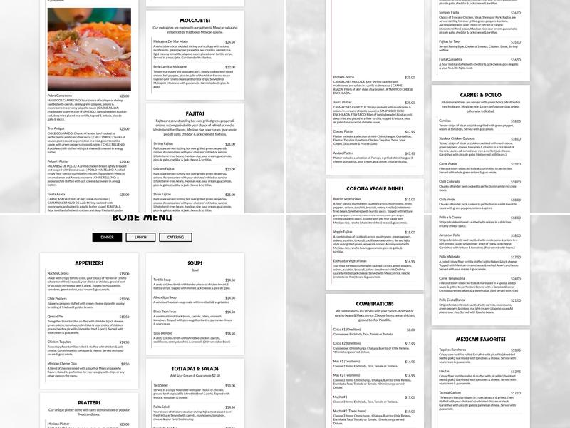 Corona Village Mexican Restaurant Menu