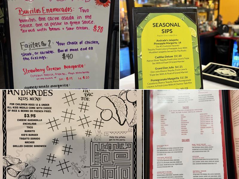 Andrade's Restaurante Mexicano Menu