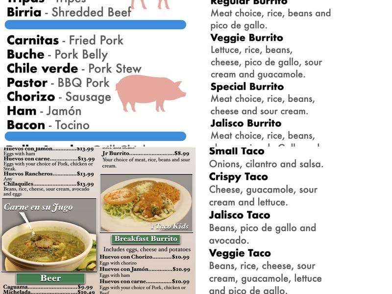 Jalisco Fairway Menu