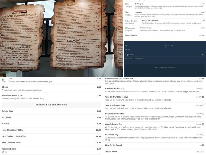 Don Quixote's Mexican Grill Menu