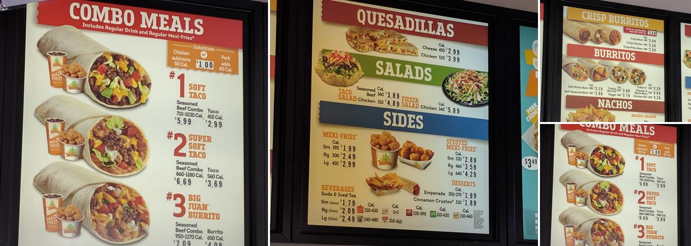 Taco Time Menu