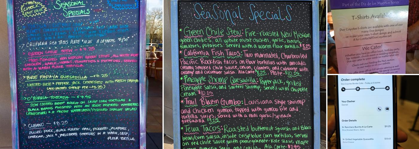 Dos Coyotes Border Cafe Menu