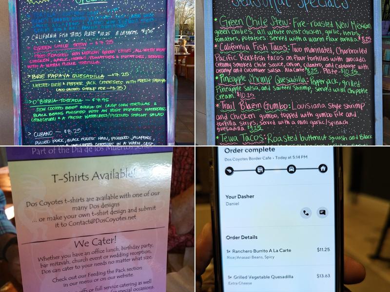 Dos Coyotes Border Cafe Menu