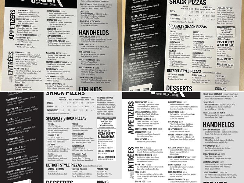 The Shack Menu