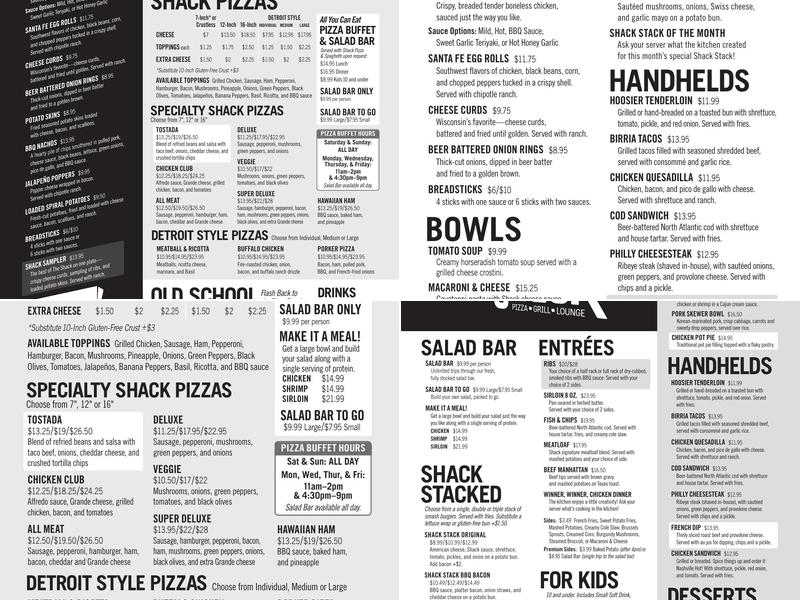 The Shack Menu