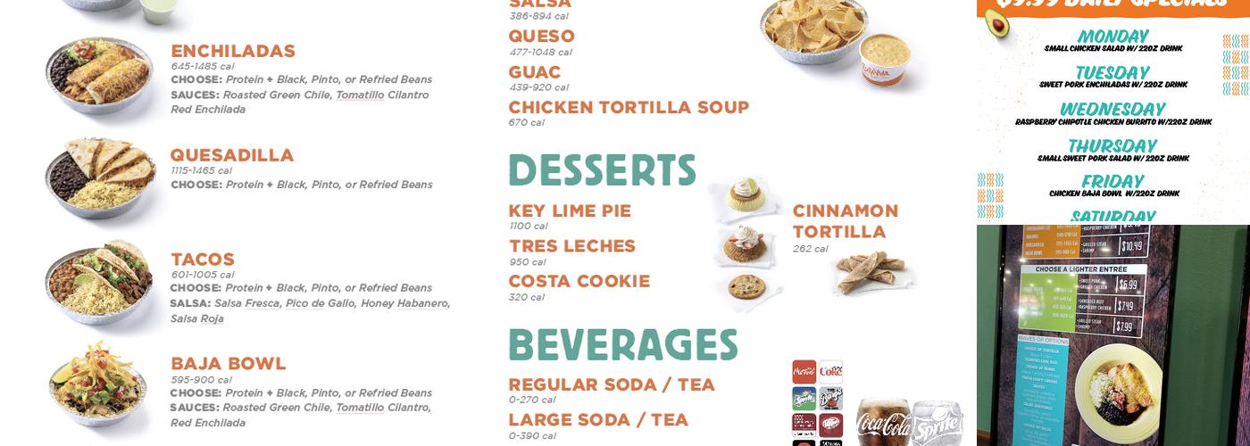 Costa Vida Menu