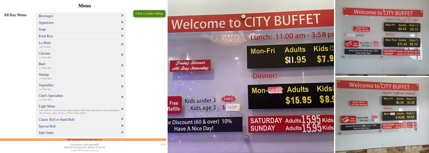 City Buffet Menu