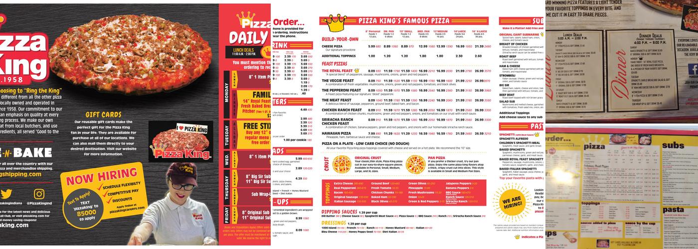 Pizza King Menu