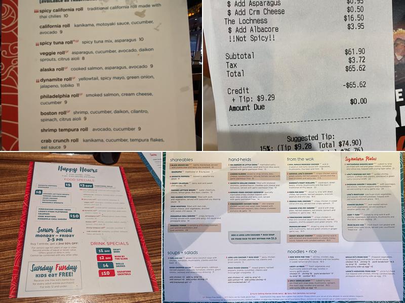 Ling & Louie's Asian Bar and Grill Menu