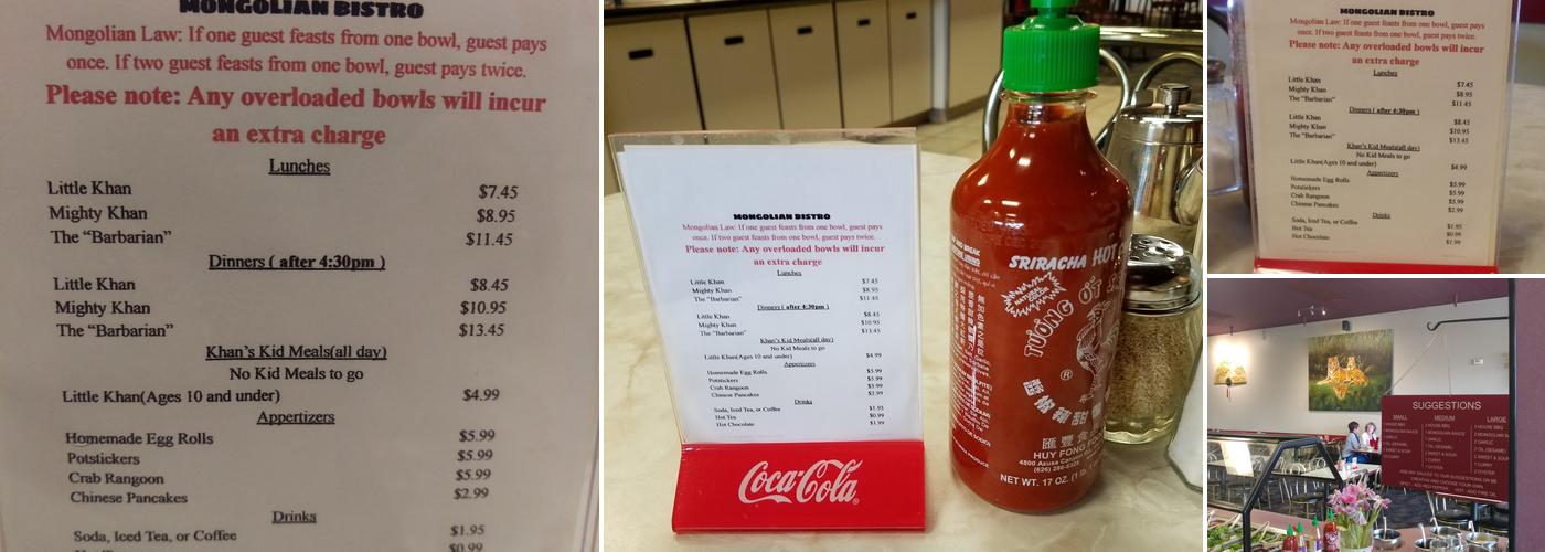 Mongolian Bistro Menu