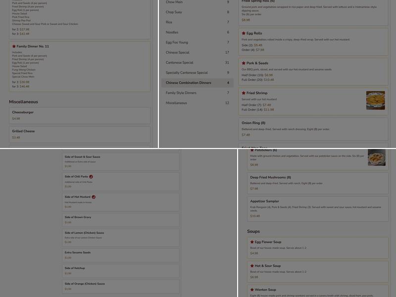 Ming Hao Restaurant Menu