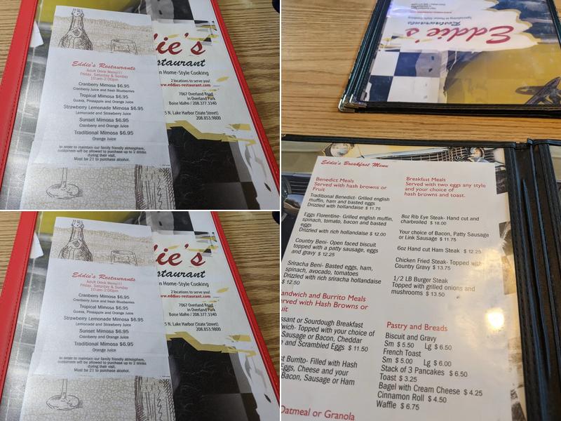 Eddie's Restaurant Menu