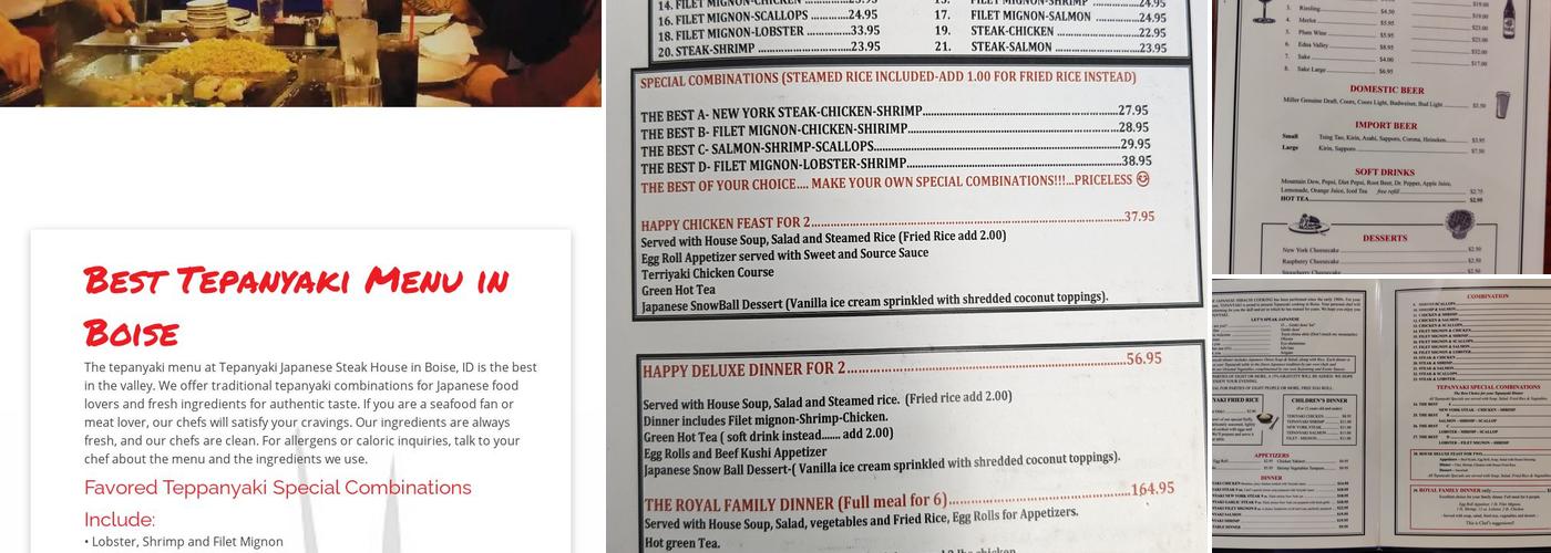 Tepanyaki Japanese Steak House Menu